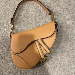 Tan Dior Saddle Bag